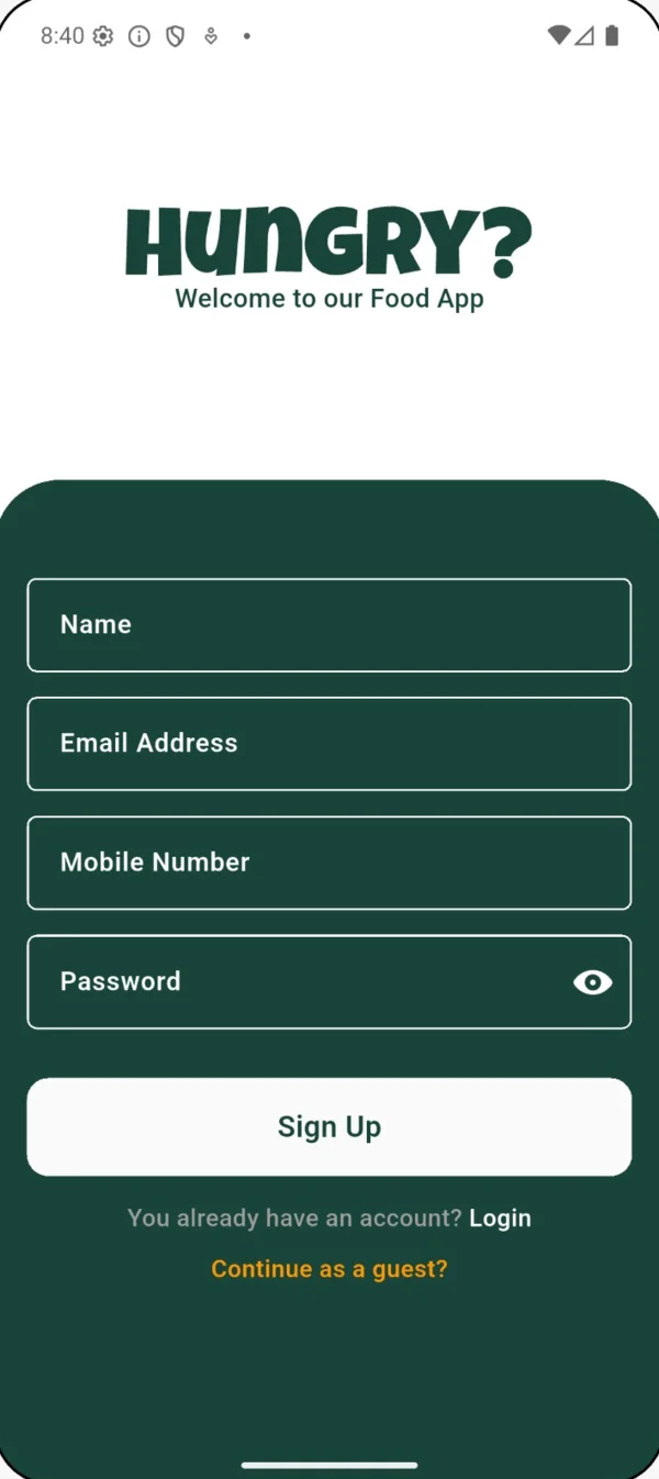 Hungry sign up