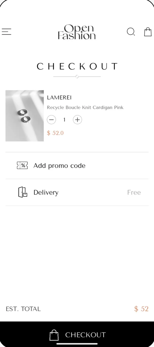 Open Fashion checkout